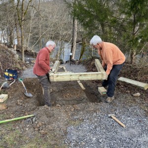 Mark & Rodney installing the final step. Mark & Rodney installing the final step.