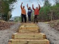 A Time to Celebrate!  Rodney, Allison and Mark after some of the toughest work done on the TRWA to-date.  64 man/women hours, over 3 weeks, that worked to move over 3 ton of stone, install 322 board ft of lumber for the steps that now run 63 ft. horizonta