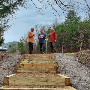 Talking over the last 3 weeks of the step installation and planning the railing for the steps to be done in the Spring. Talking over the last 3 weeks of the step installation and planning the railing for the steps to be done in the Spring.