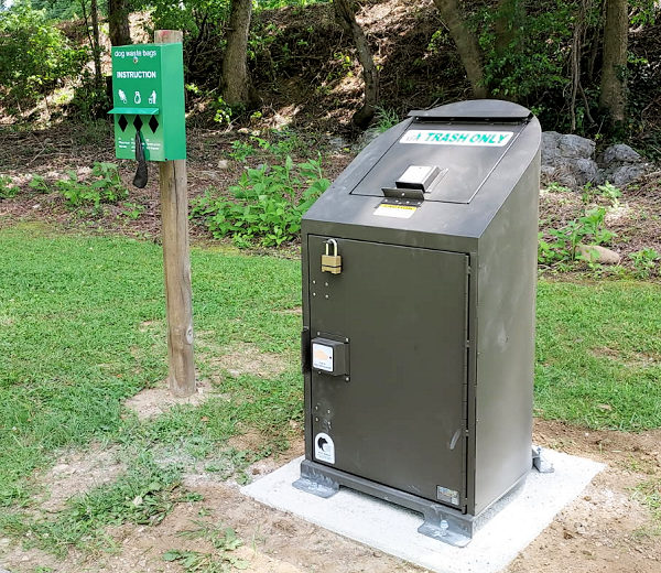 Bear-proof Trash Can and Dog Waste Bag Dispenser