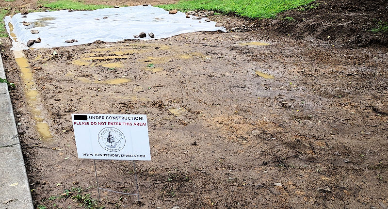 Ground Ready to Install French Drain and Picnic Area