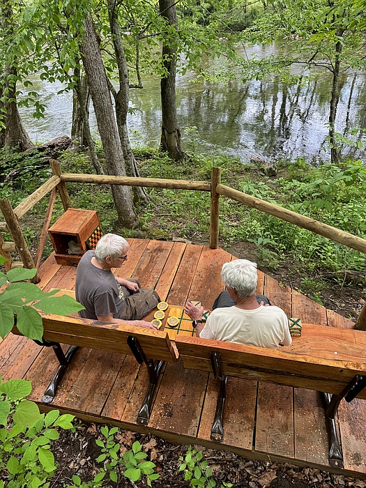 The Bluebell Trail River View Platform is a Great Place to Enjoy the Little River.