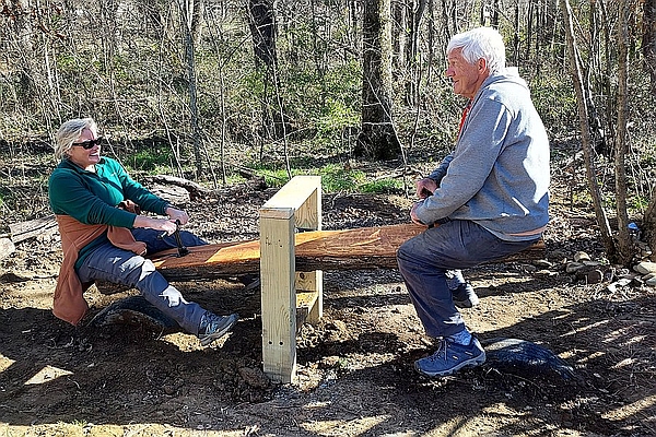 Rodney & Allison Pearson Giving the Newly Installed Seesaw in the Children's Garden a Test!