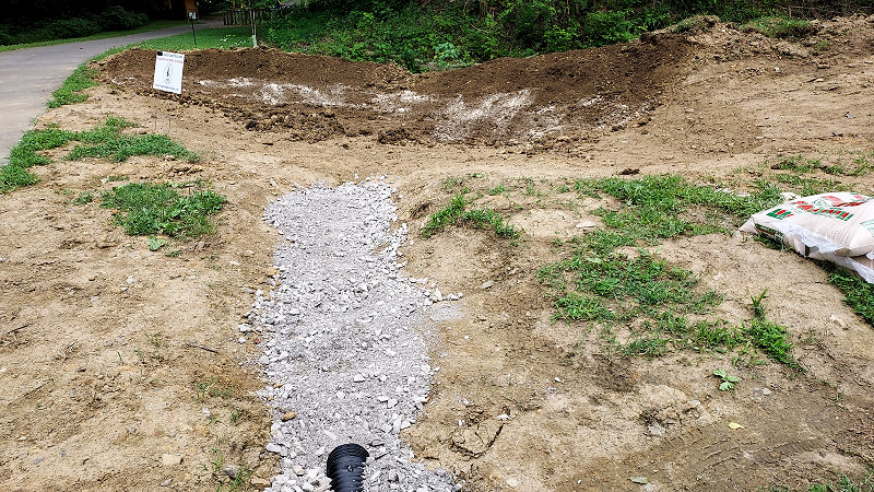 French Drain from Picnic Area to Rainwater Garden